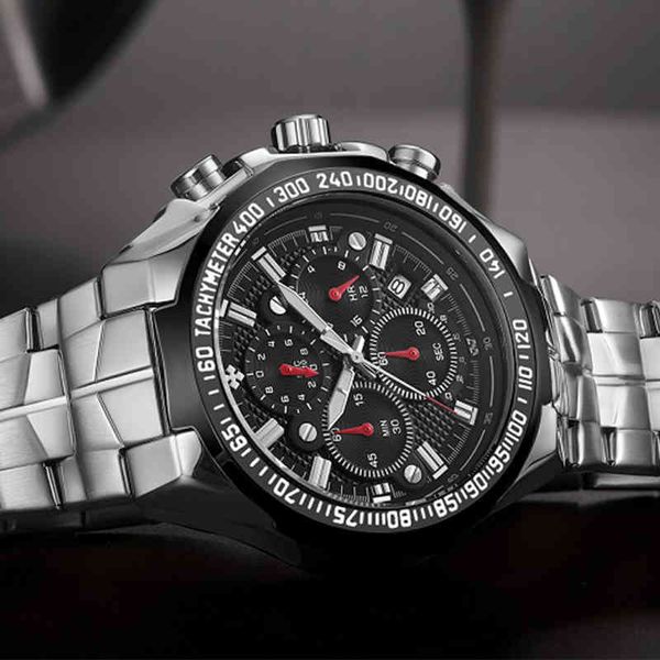 Armbanduhr -Tags Sports für Modequarz Männer große Uhr Wwoor Top Brand Militärstahl wasserdichte Chronograph Watch Genf