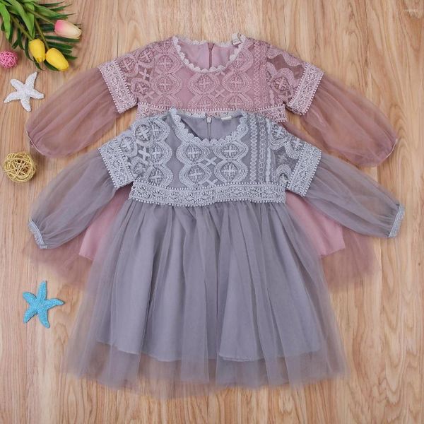 Mädchen Kleider Baby Einfarbig Spitze Tüll Tutu Kleid 3-36M Kleinkind Kleinkind Kinder Langarm Prinzessin Festzug hochzeit Party