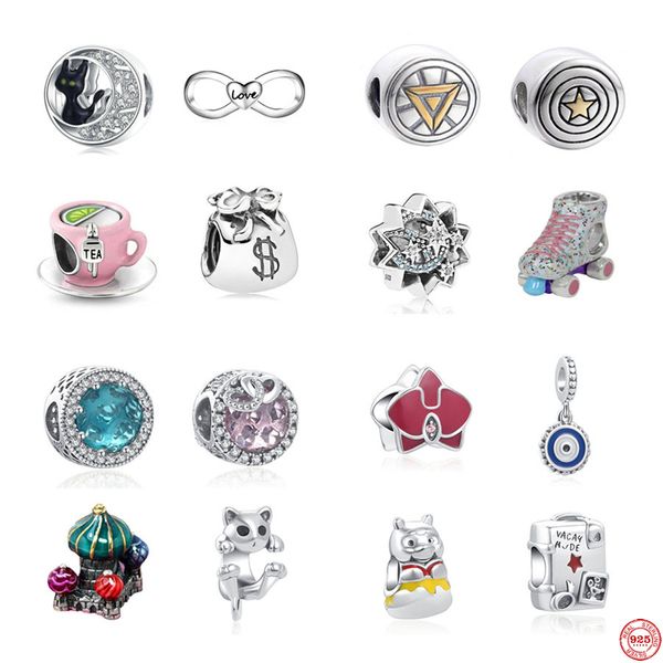 925 Charm de prata Bertes Dangle Cup Charms Charms Moman Women Bead Fit Pandora Charms Bracelet Diy Jóias Acessórios