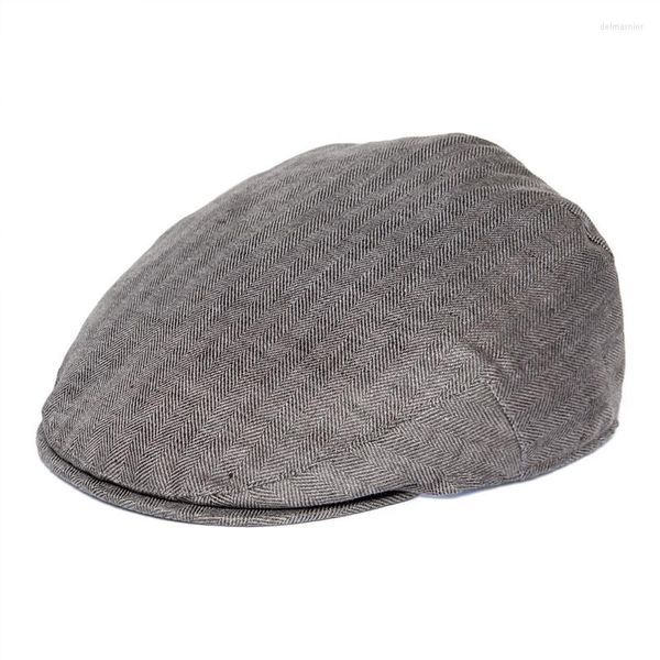 Berretti BOTVELA Cappellino estivo da uomo a spina di pesce Cappellini Sboy di lino piatto di alta qualità Cappello da edera Cappello da panettiere Cappelli cool Boina per uomo