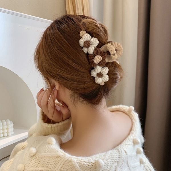 Haarspangen, Haarspangen, elegante Blumen-Handgeflochtene Halteklammern, Damen-Mädchen-Haarkrabben, dicke koreanische Hai-Clips, modische Styling-Werkzeuge