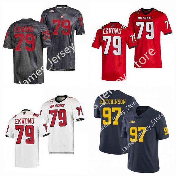 American College Football Wear College 79 Ickey Ekwonu Trikot NC State Wolfpack Aidan Hutchinson Michigan Wolverines Trikots College Football Playoff Uniform Fin