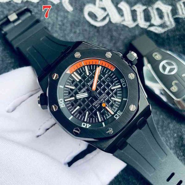 Relógio mecânico masculino Royal Offshore com pulseira de borracha macia e confortável esportiva com calendário