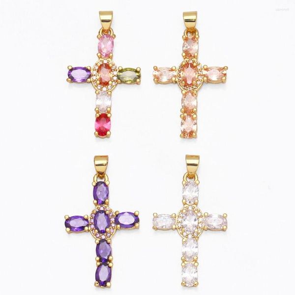 Подвесные ожерелья Ocesrio Модный крест для ожерелья золото, покрытый CZ Drucifix Jewelry Purecemes Оптовые объемные PDTA705