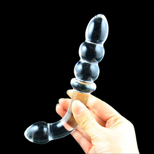 Massaggiatore giocattolo sessuale Pyrex Glass Sex Toys Pene artificiale Dick Crystal Anal Bead Butt Plug Massaggio prostatico Masturbarsi