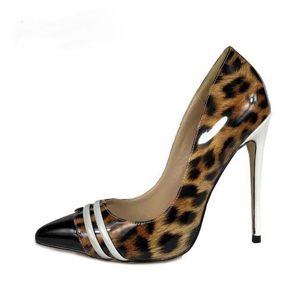 Sexy Frauen graue Glitzer Pumpen Schuhe Bling Red Bottom Leopard Patent Leder bedruckt 12 cm High Heels