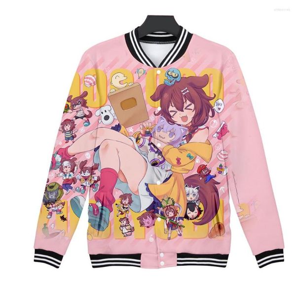 Jackets femininos Japão Japão Harajuku Hololive Inugami Korone 3D Casual Slave Longa Jaqueta de beisebol Moda feminina Moda Kpop Tops