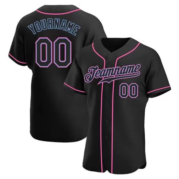 Бейсбол Джерси Custom Black Pink-Light Blue Authentic 2412432