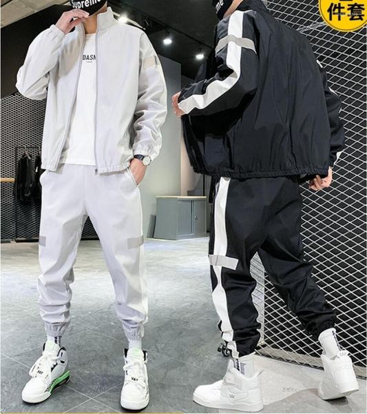 Men's Tracksuits Sets Men Tracksuit Sportswear Jogger Autumn Mens Jackets Calças Street Hip Hop Set Gym Fitness Sportsuit roupas