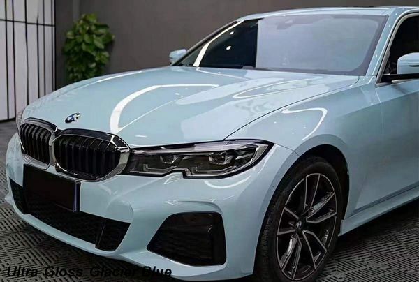 Premium Ultra Gloss Glacier Blue Vinyl Wrap Sticker Whole Car Cuppling Plam с выпуском воздуха Начальная низкоклетная клей сами -клей.