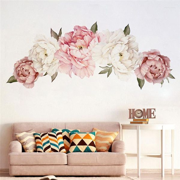 Adesivos de parede grandes adesivos de flores peônias decalques de quarto artes artes 40 60 cm decoração home decoração exibição de quarto romântico