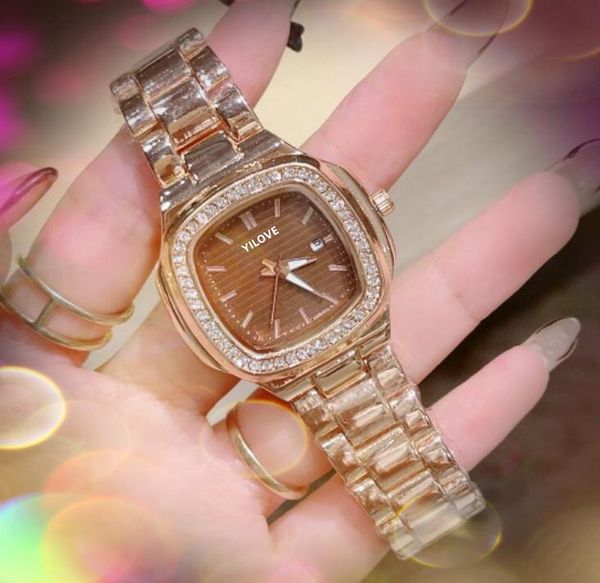 Top Model Fashion Lady Lady Popult Quartz Watches 38 -мм квадратные бриллианты Кольцо женские наручные часы розовые часы роскошные женские часы подарки
