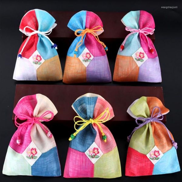 WrapN'Wear Colorful Small Gift Pouches - Fabric Jewelry Bags for Party Favors, Weddings & More (10pcs)