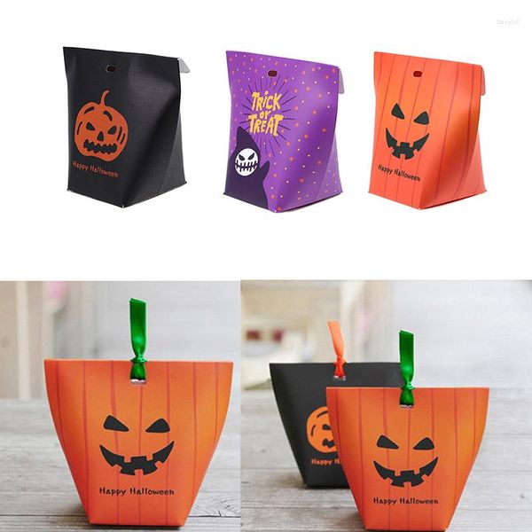 Embrulho de presente 5pcs Pumpkin Ghost Pattern Packaging Boxes Party Favor Bags