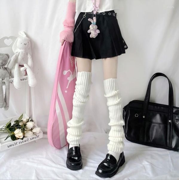 Mulheres meias japonesas uniformes uniformes lolita estilo cosplay slouch botas soltas knit de 70 cm sobre tampa de aquecimento do joelho quente