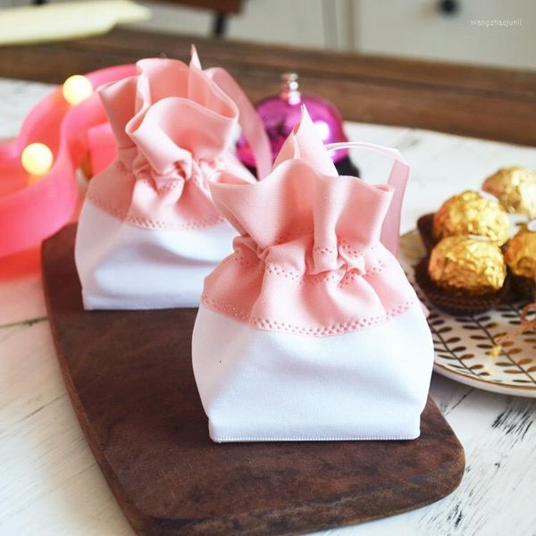 Confezione regalo 30 pezzi Bomboniera creativa per feste di Natale Dolce rosa Sacchetti di caramelle bianchi Baby Shower Borsa per forniture per decorazioni nuziali di 100 giorni
