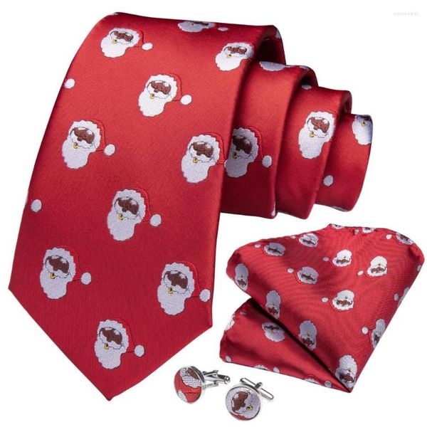 Fliegen Neuheit Design Weihnachten Männer Krawatte Rot Weiß Hochwertige Seide Für Halloween Taschentuch Manschettenknopf Geschenkset DiBanGu SJT-7275