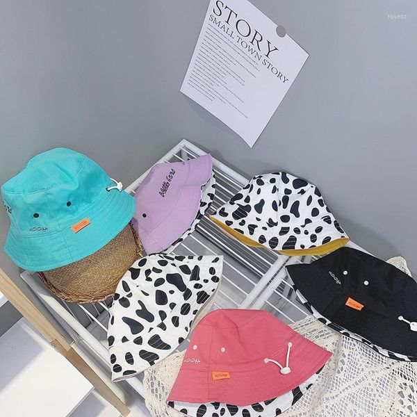 Berets Summer Baby Sun Staps Дети на открытом воздухе ушной ухой ухой против UV защита от UV Beachs Boy Girl Плавание двусторонняя печать коровьи