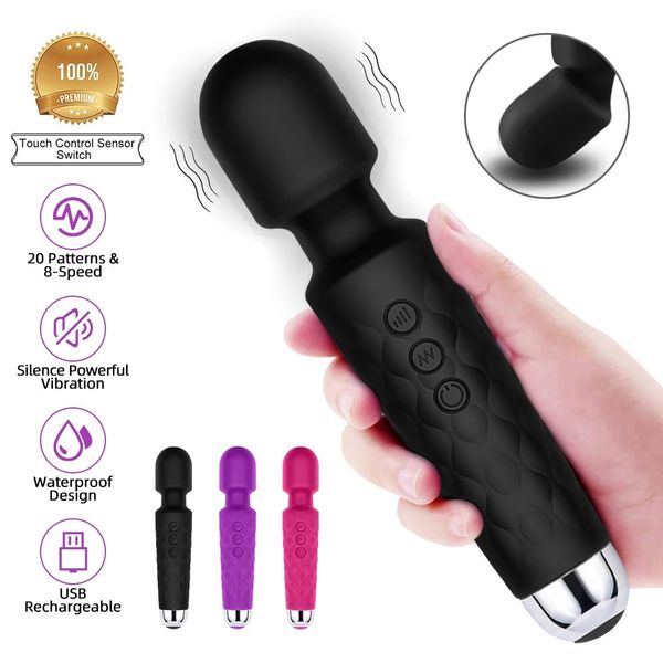 Massageador de brinquedos sexuais 20 Speed ​​mini vibrador poderoso para mulheres G Spot Av Magic Wand Clitoris Dildo Dildo Casais Adultos Vibratórios