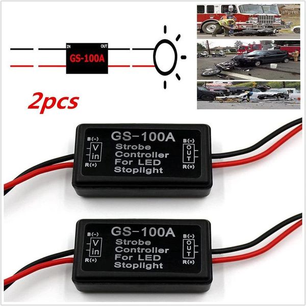 Controladores 2pcs GS-100A Freio do freio Flash Module Stróbio de pisca-pisca para a lâmpada de parada de carro LED 12V