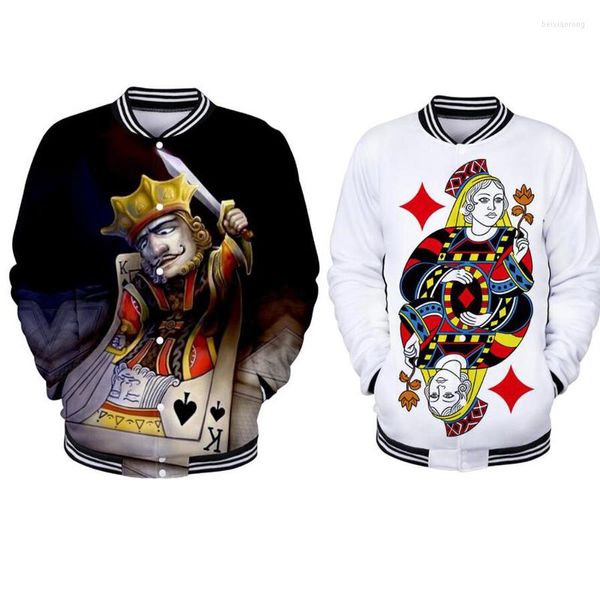 Kadın Ceketleri Cosplay Uzun Kollu Komik Erkek/Kız Kış Beyzbol Üniforma Poker 3D Baskı Erkekler/Kadın Ceket Sweatshirt