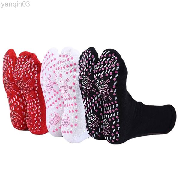 Sportsocken, 2 Paar, selbsterhitzende Socken für Männer und Frauen, rutschfeste Punkte, Fußmassage, Magnetfeldtherapie, gesundheitserwärmende Fiebersocken, Winter, leichtere Reifen, L220905