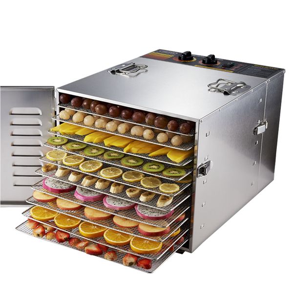 ST01 Zehn Tabletts Futter Dehydrator Snacks Dehydration Trockner Obst Pflanzenkraut Fleisch Trocknungsmaschine Edelstahl Stahl