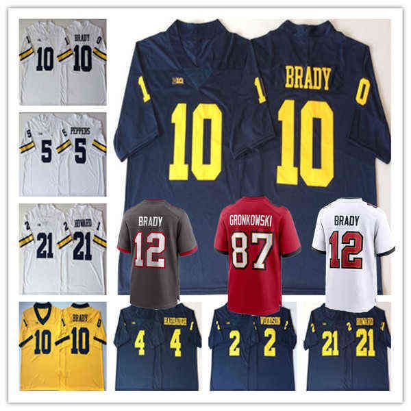 American College Football Wear Homem Michigan Wolverines Tom Brady Jersey Futebol Rob Gronkowski Desmond Howard Charles Woodson Shea Patterso