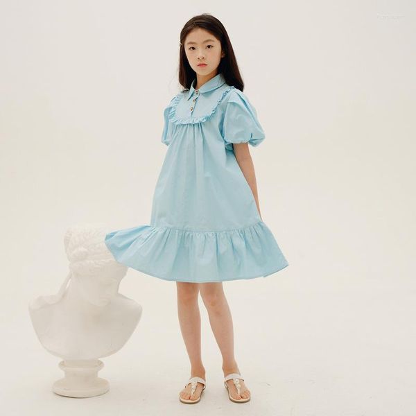 Девушка платья с 6 до 16 лет, одетая девочки, лето 2022 г. Детская рубашка для рубашки модная детская хлопковая одежда #6963