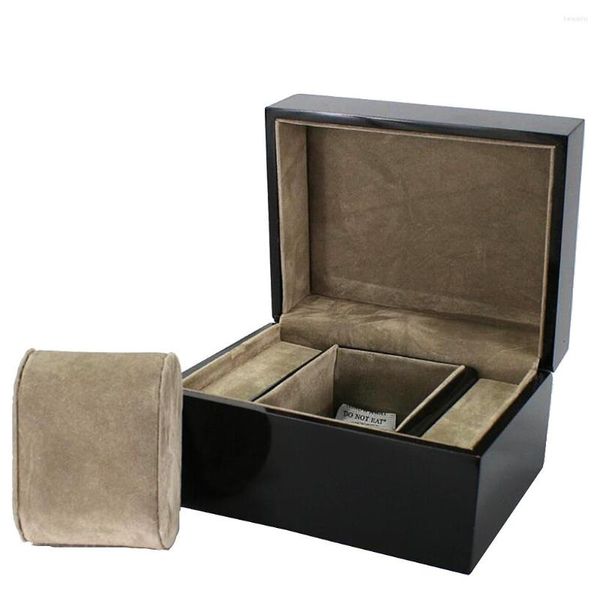 Uhrenboxen, schwarze Geschenkbox aus Holz mit Schmuck, Armbanduhr, Armband und