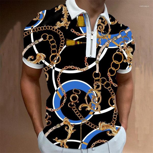 Мужская рубашка Polos Fashion Gold Chain Print