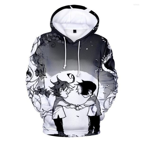 Hoodies masculinos são bem recebidos o prometido Neverland Hoodie 3D Padrão de streetwear casual Sorto adolescente adolescente adulto pulôver