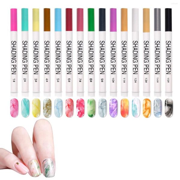 Nail Art Kits Pen Gel Smudge für Stifte in 15 lebendigen Farben Fine Tip Painting Graffiti