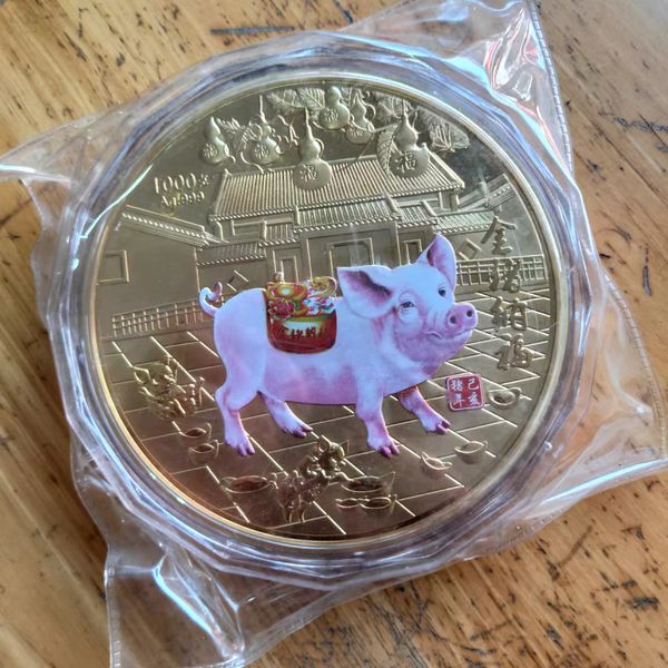 1000G Chinese Gold Coin Arts and Crafts Au 2019 Year Zodiac Pig