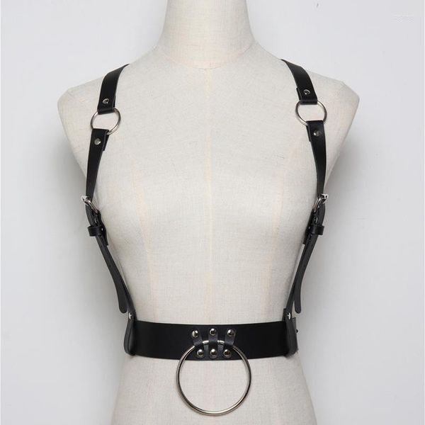 Cintos de couro de anel de metal arnês sexy mulheres rock escuro rock strap body colar gole de fivelas ajustáveis ​​cintura para menina