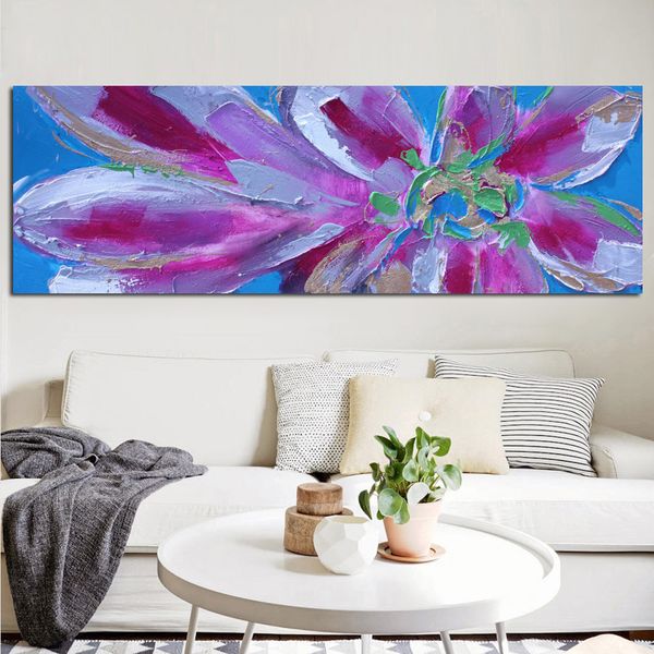 Pintura a óleo da paisagem de flores abstrata no pôster de tela e impressão de pop de parede moderna para a cama Cuadros Decor