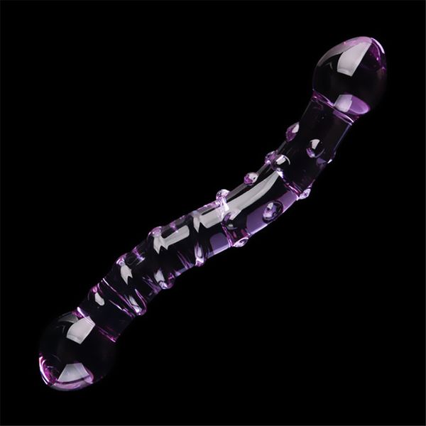 Sexspielzeug Massagegerät 180x30mm Glas Sexspielzeug Doppelkopfdildo Kristall Penis Anal Butt Plug Vagina Weiblich Männlich Homosexuell Masturbation