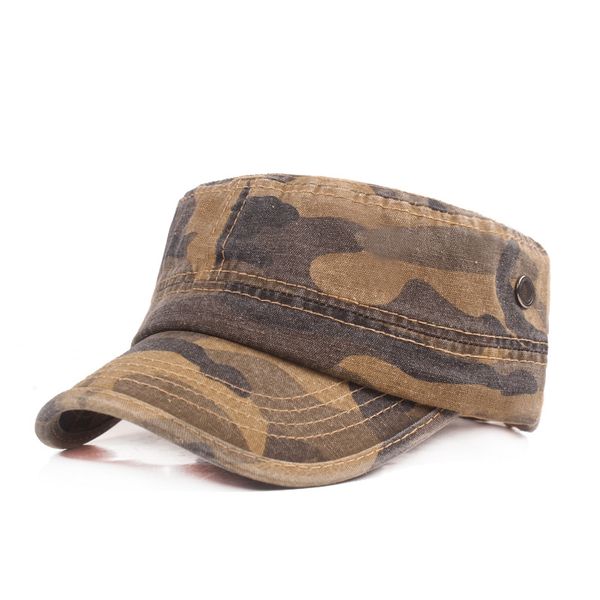 Novo camuflagem masculina ao ar livre Camuflagem plana Spring e Summer Tourist Mountaineing Cap Militar Women Cotton Jungle Hat SunHat