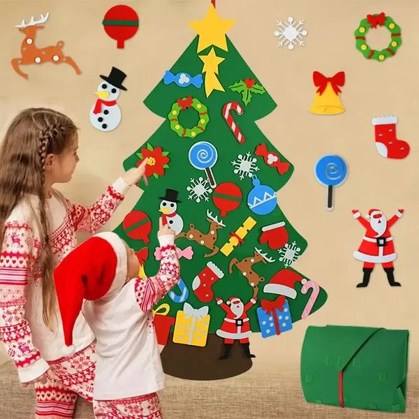 Çocuk Diy hissettiren Noel Ağacı Noel Dekorasyonu Ev Navidad 2022 Yeni Yıl Hediyeleri Noel Süsleri Noel Baba Noel Ağacı 100pcs P0905