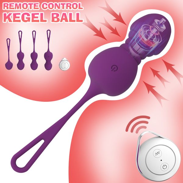 Itens de beleza 4 PCs Kegel Ball Controle remoto Treinador de ovo vibratório Feminino Feminino Masturbador G Stimulador de vagina