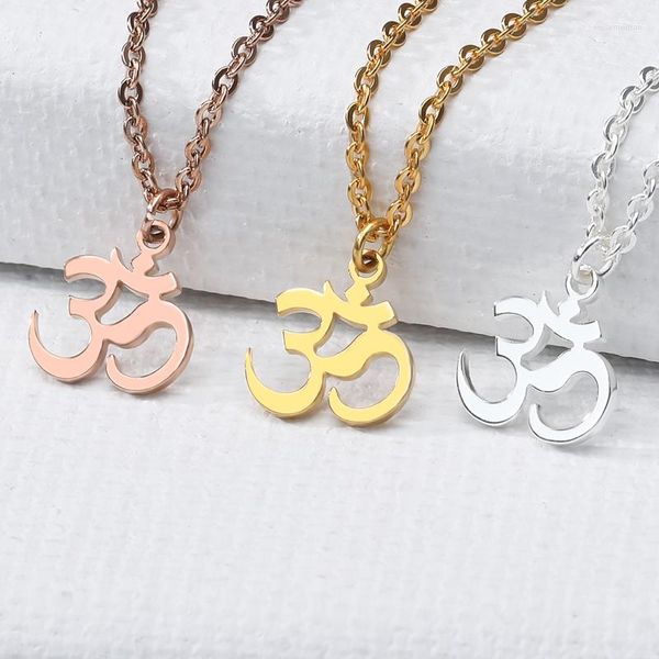 Anhänger Halsketten Ohm Unisex OM Symbol Halskette für Frau Männer Mala Yoga Chakra Budda Edelstahl Kette zarte Anhänger Schmuck