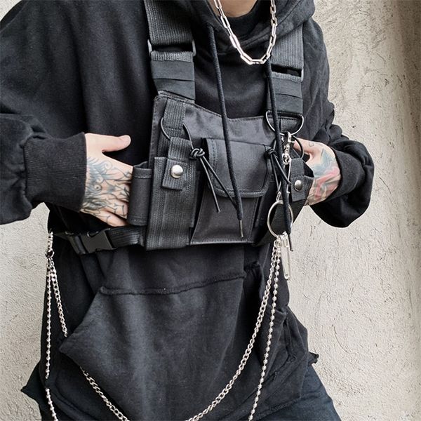 Bolsas de cintura Bolsa de plataforma de peito tática para unissex Bullet Bullet Hip Hop Gest Streetwear Bolsa Pacote Mulheres Bolsa de peito preto YB415 220905