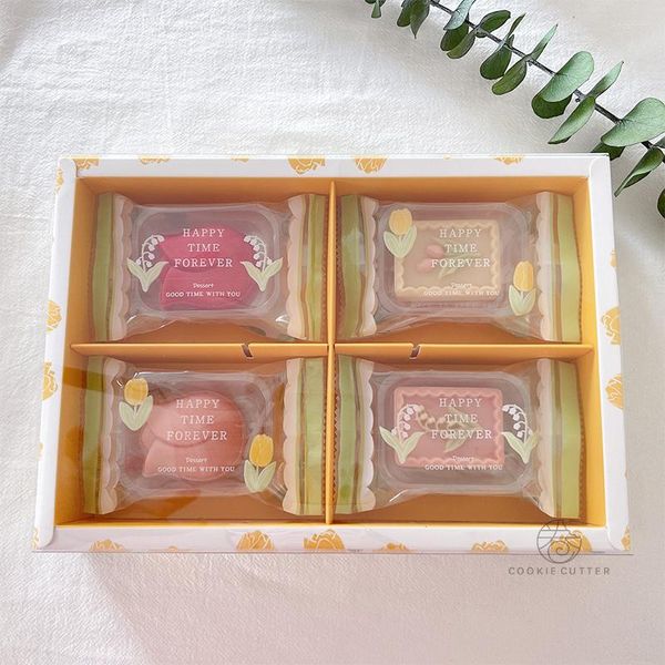 Confezione regalo Festa della mamma Tulipano Mooncake Scatola per imballaggio Torta di fagioli mung Ananas Caramelle Fudge Pasticceria Dessert Conservazione di fiori