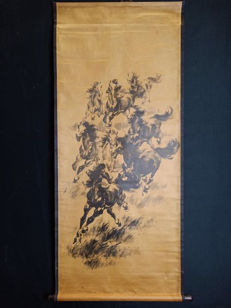 Scroll dipinti Cina vecchio periodo Inchiostro otto cavalli corrono No.ZT147