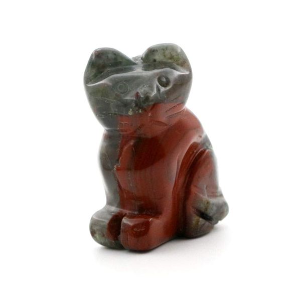 Cristais de cura esculpida à mão de pedra Cat Figuretuas estátuas Decoração de casa gatinho 1 6 polegadas Africa Bloodstone Drop Deliver