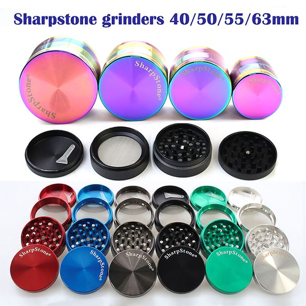 Sharpstone Smoking Herb 4 parti in lega di zinco 40mm/50mm/55mm/63mm Spice Cracker tabacco metallo 7 colori Grinder per accessori