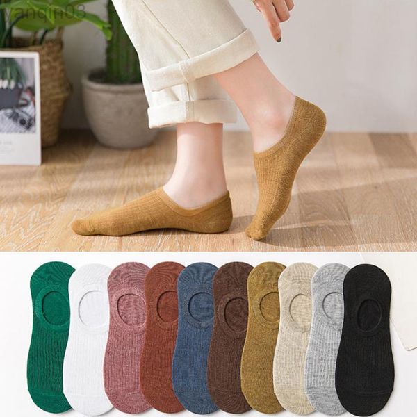 Спортивные носки 1 пары хлопковые женщины Sock Sock Anti-Slip Invisible Nops Spring Summer Summer Color Boot Girls Fashion Thin Nops Lady L220905