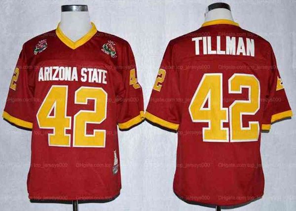 Amerikan Koleji Futbol Koleji Vintage Pat Tillman 42 Kolej Futbol Jersey 1997 Rose Bowl Sun Devis Asu Erkek Dikişli Maroon En Kalite Formaları