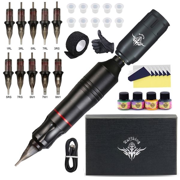 Kits de armas de tatuagem caneta profissional sem fio com agulhas de cartucho de maquiagem permanente para iniciantes 220905