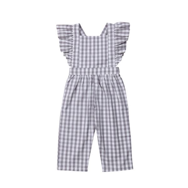 Salopette Bambino Bambini Neonata Estate Plaid Stripe Ruffles Pagliaccetto senza schienale Tuta Tutina Prendisole Abbigliamento Ragazze Tuta 220905